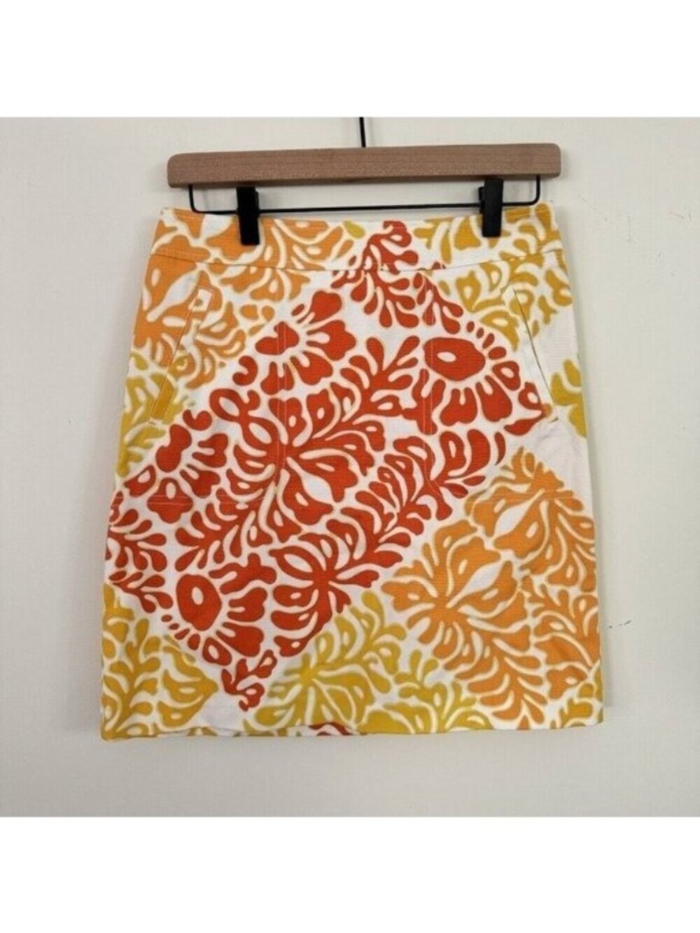 J. McLaughlin Size 0 Y2K Hawaiian Hibiscus Print Mini Skirt Orange Yellow NWT